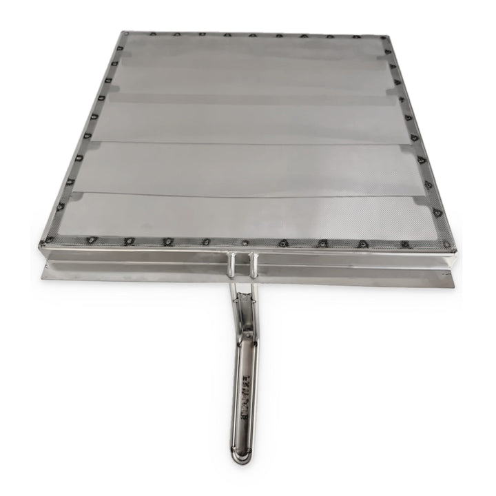 JM14-T Frymate fryer oil filter, straight tray overhead view